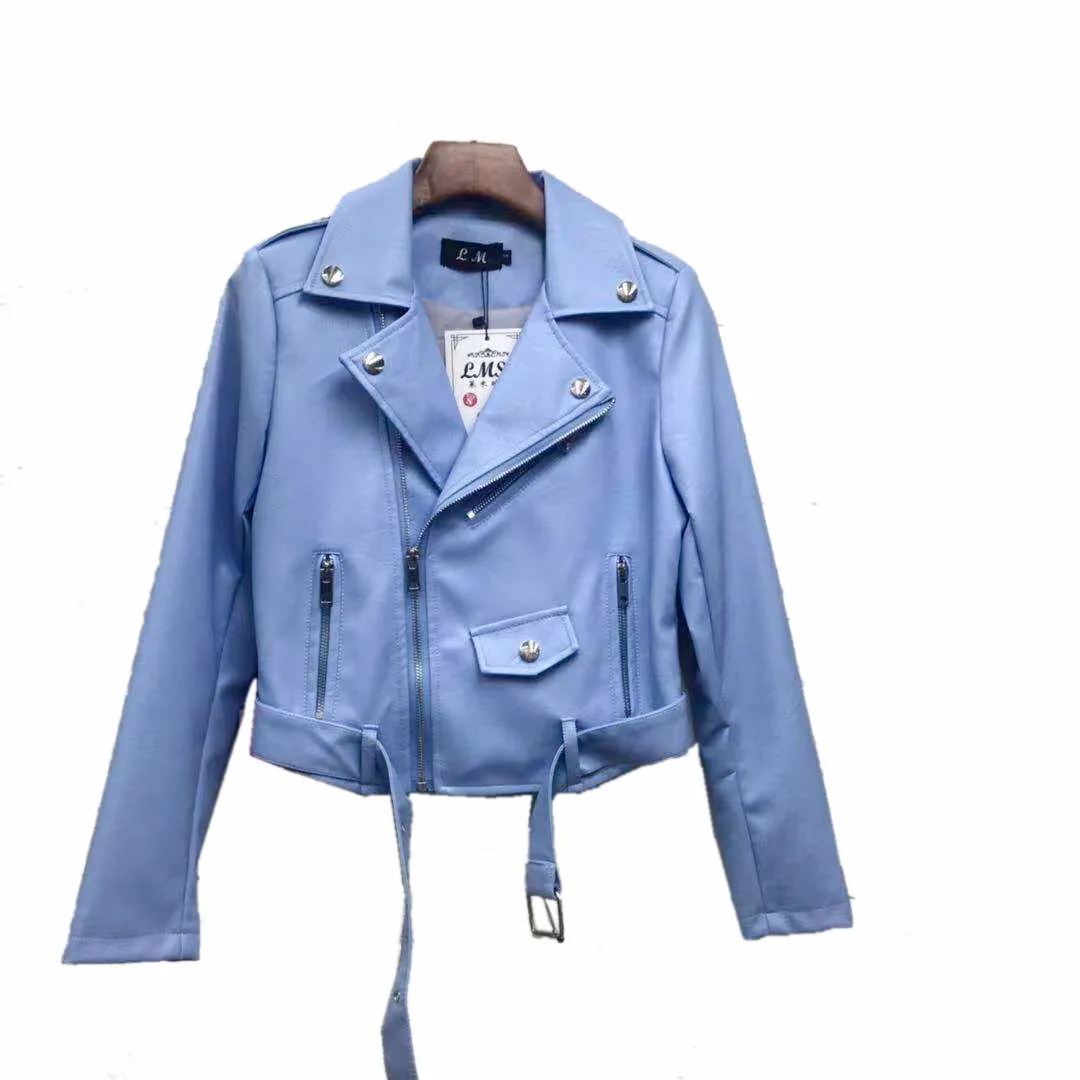 

Spring and autumn women's new Lapel leather jacket women's short Korean version of versatile thin motorcycle PU leather jacket