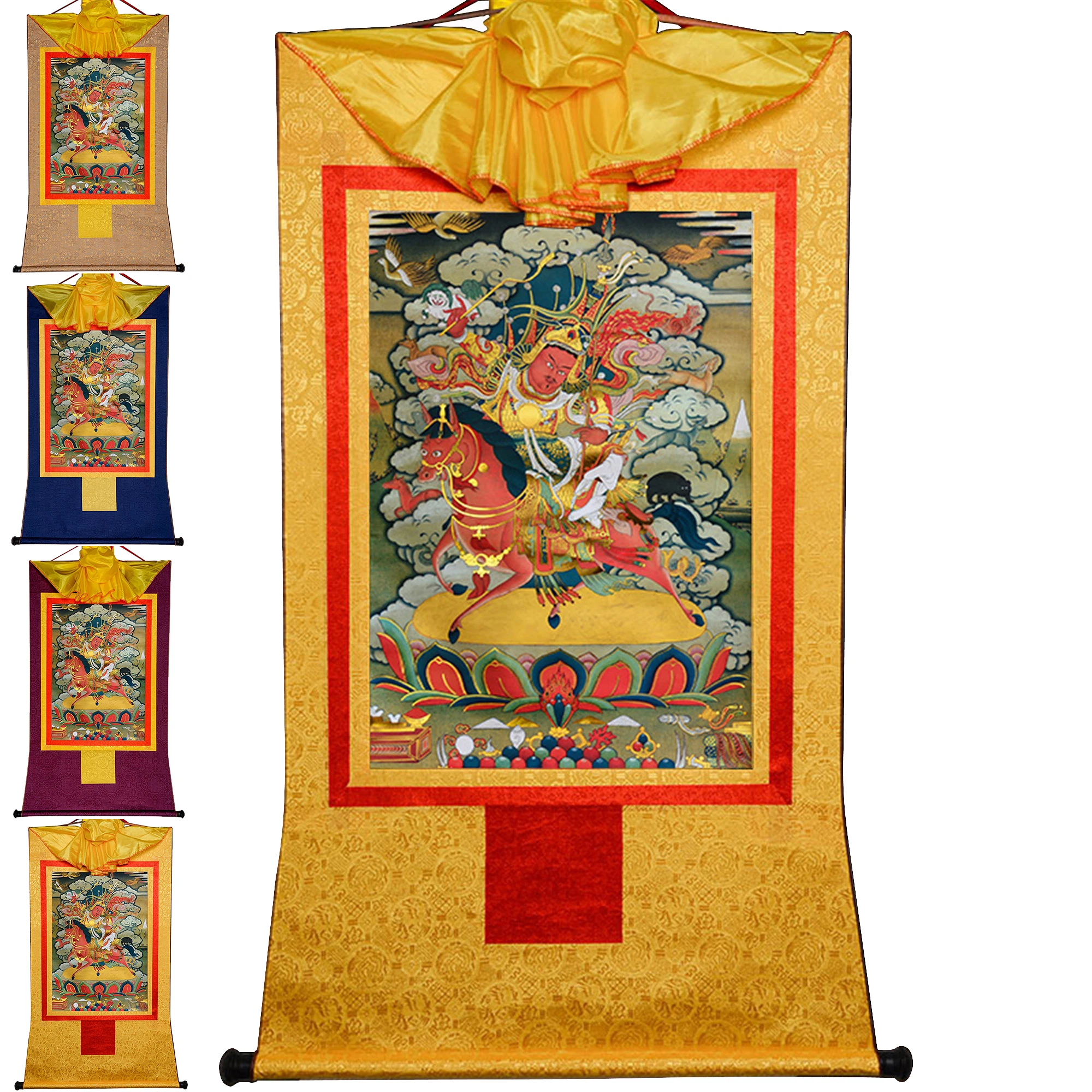 

Gandhanra Tibetan Thangka Painting Art,King Gesar,Heroe in Tibetan Epics,BuddhistThangka Tapestry Wall Art with Scroll