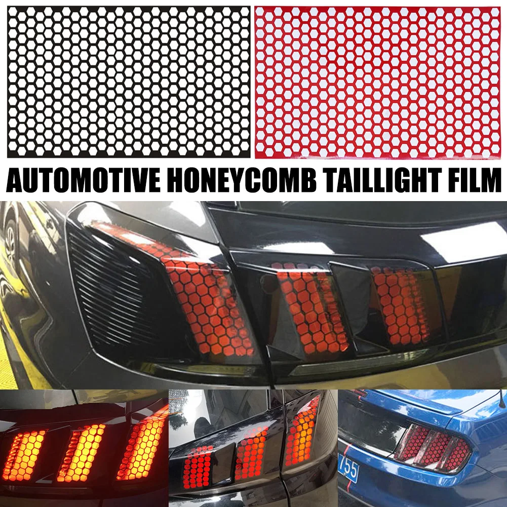 

2Pc Car Taillight Honeycomb Sticker PVC Decals Sticker Rear Light Decoration Carbon Fiber Self Adhesive Car Exterior Accessories