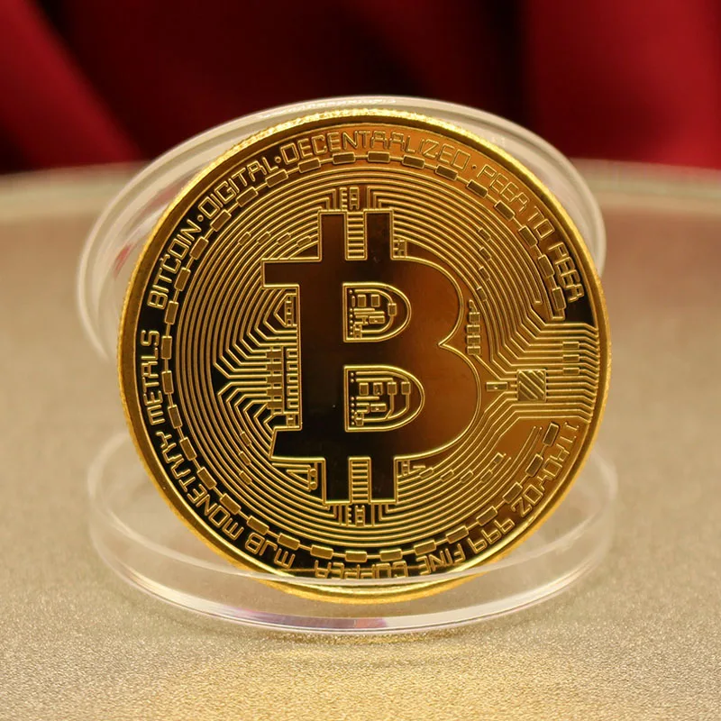 Antique Imitation BITCoin Art Collection Gold Plated Physical Bitcoins Bitcoin BTC with Case Gift Metal Crypto Coin | Дом и сад