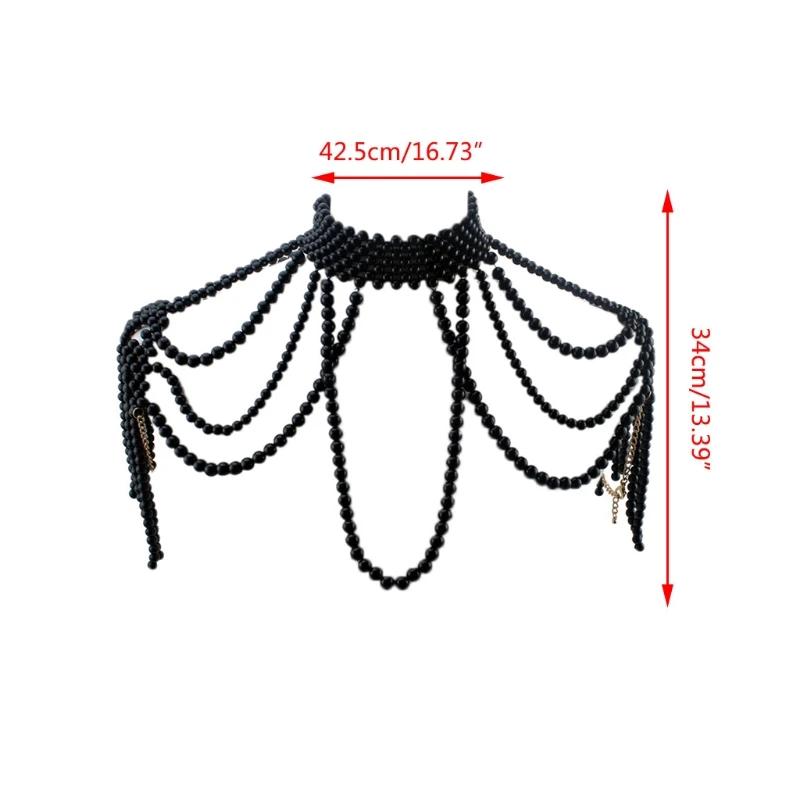Накладной воротник-цепочка на плечо искусственные жемчужные бусины F42F |