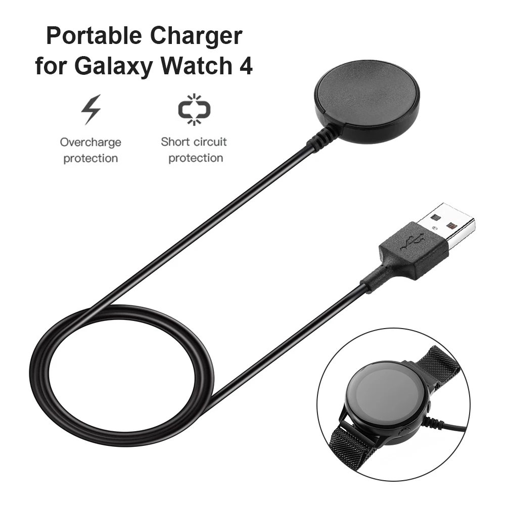 

Charger For Samsung Galaxy Watch 4 Classic Active 2 Charger Holder Cradle Dock Smartwatch 1m USB Charging Dock Cable Black