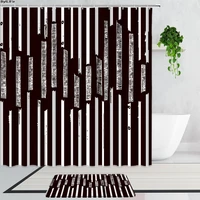 3d black and white geometric stripes shower curtains european retro art bathroom decoration set non slip carpet bath curtain mat
