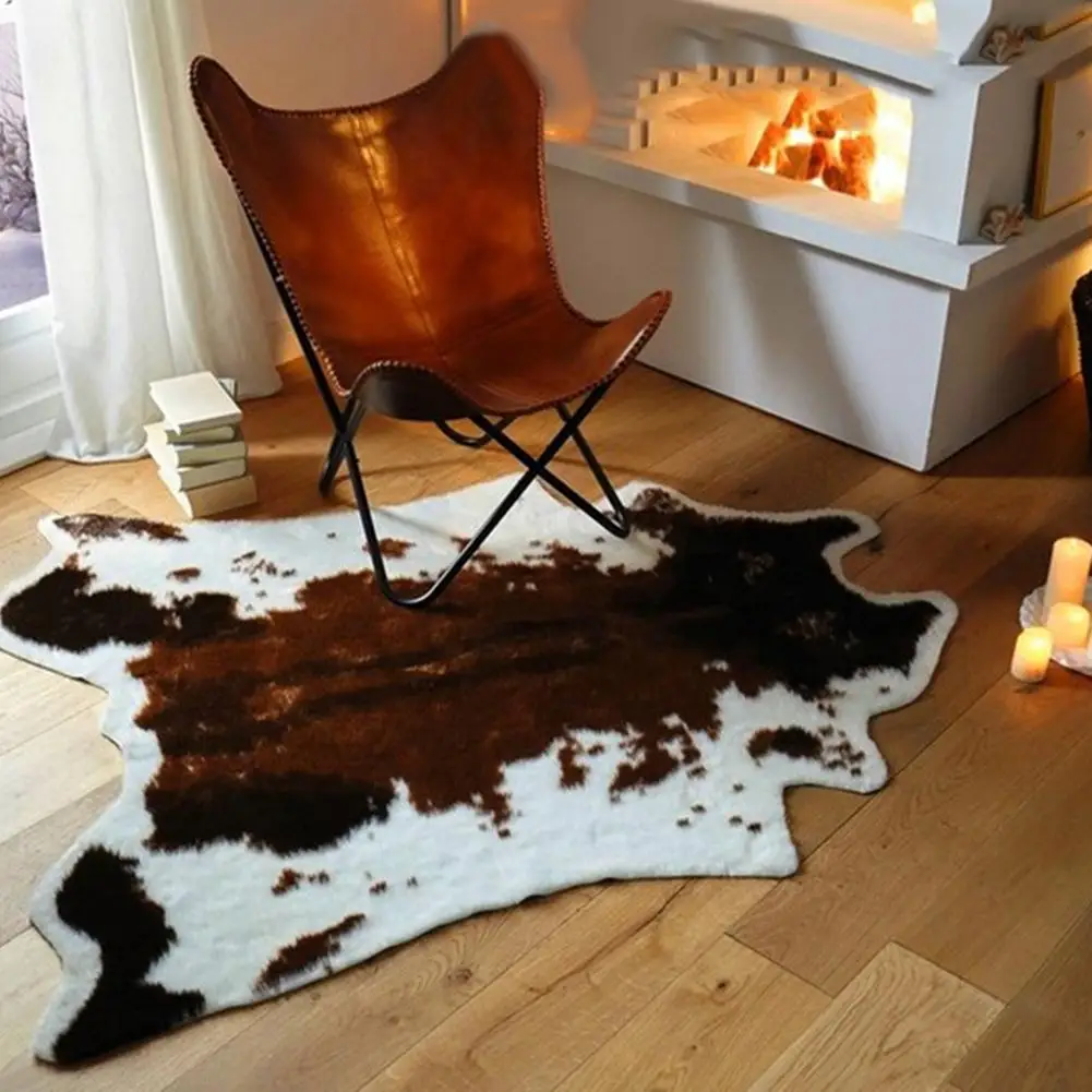 New Cow Animal Print Carpet Chair Throw Rug Anti-slip Living Room Lounge Mat Decor