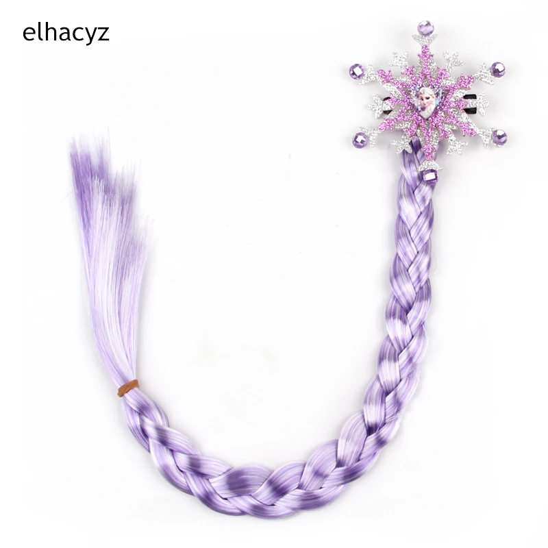 

Girls Glitter Snowflake Hair Clip Kids Fashion Princess Wig Braids Barrettes Rhinestone Party Headwear Cosplay Hair Accessories