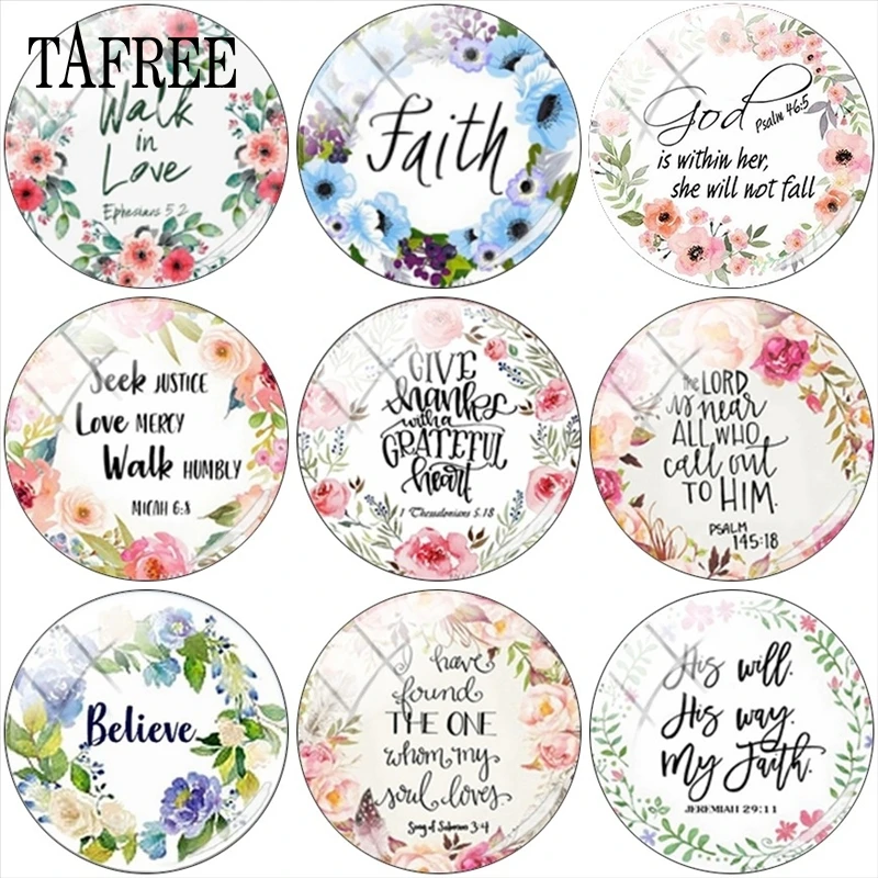 TAFREE христианские благодарные сердца Библия тексты Вера фото 12/15/16/18/20/25 мм круглый