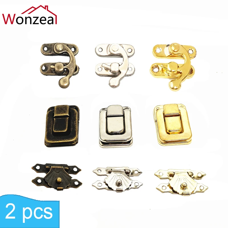 

2pcs/Lot 29*33mm Antique Brass Metal Bronze Hook Purse Hasp Lock Vintage Wooden Jewelry Box Latches Clasp Hasps Buckle