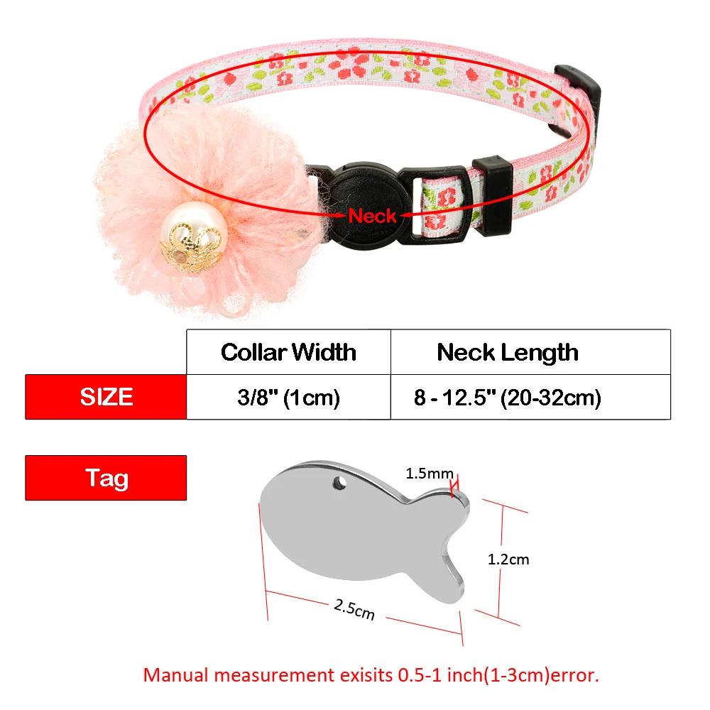 

Safety Nylon Cat Dog Collar Breakaway Cute Pet Collar with Bell Pearl Necklace for Kitten Cat Dog Puppy Collars Cosas Para Gatos