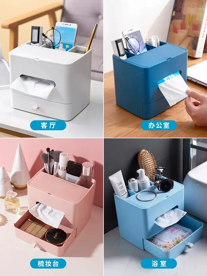 

Plastic Tissue Box Paper Rack Office Table Accessories Tissue Case Home Office Car Organizer Decoration Tools with Mirror