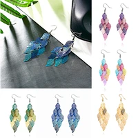 bohemian colors 7 colors ladies tassel earrings hollow leaf butterfly dangle earrings party gifts