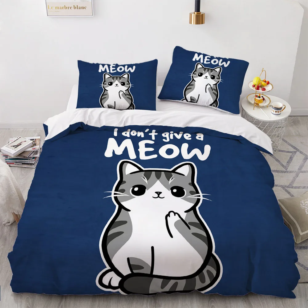 

Комплект постельного белья голубой с изображением мультяшного кота, двухспальный, двуспальный, односпальный, односпальный, домашний текст...