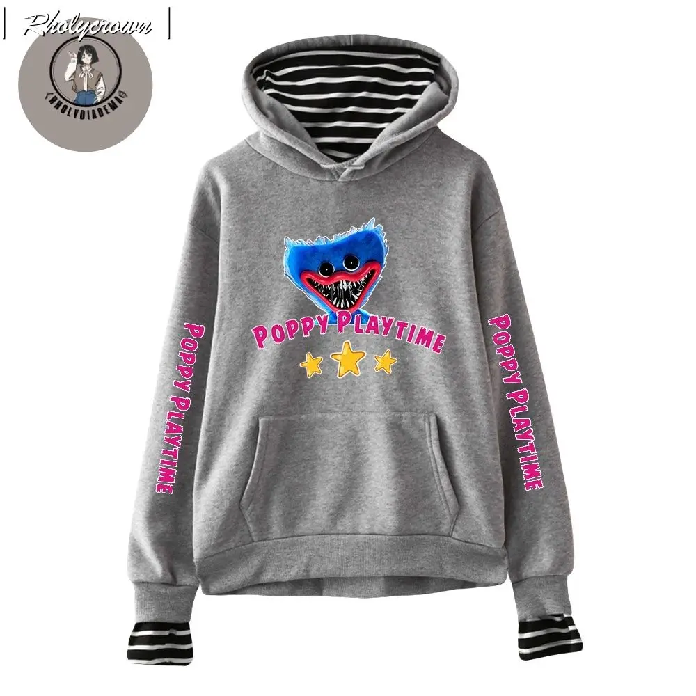 

Толстовка из двух частей с принтом игры Poppy, свитшот для мужчин и женщин, уличный пуловер с капюшоном K-POP в стиле Харадзюку, Топ с длинным рука...