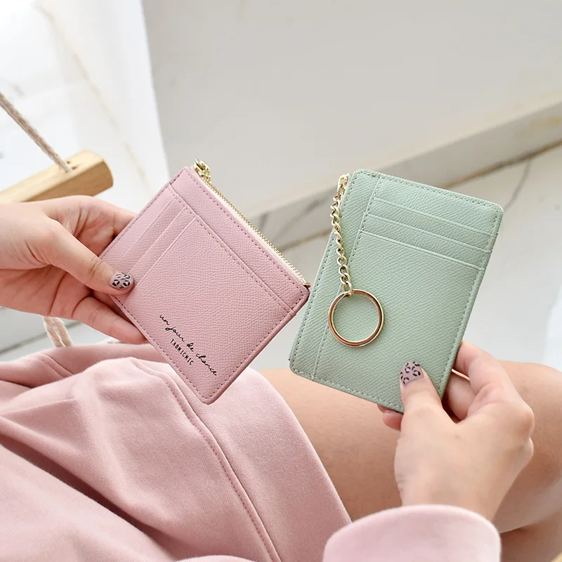 Популярный брендовый мягкий кожаный мини Женский держатель для карт милые