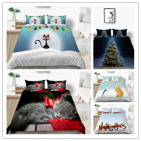 

Комплект постельного белья с 3D принтом "Merry Christmas", Королевский/двойной/Королевский размер, пододеяльник, комплект с Санта-Клаусом, украшение...