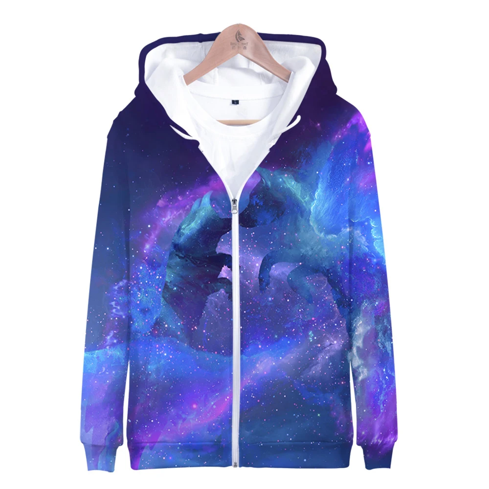 3 To 14 Years Kids Hoodie Space Galaxy 3D Wolf Printed zip up Hoodies boy/girls Sweatshirt Long Sleeve Jacket Coat child Clothes images - 6