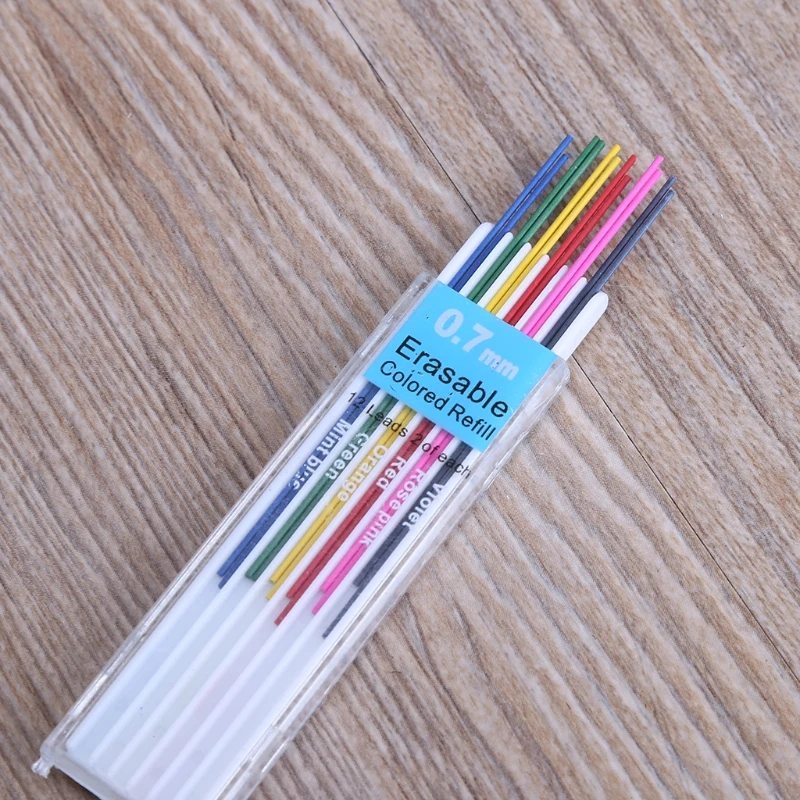 

1 Box 0.7mm Colored Mechanical Pencil Refill Lead Erasable Student Stationary