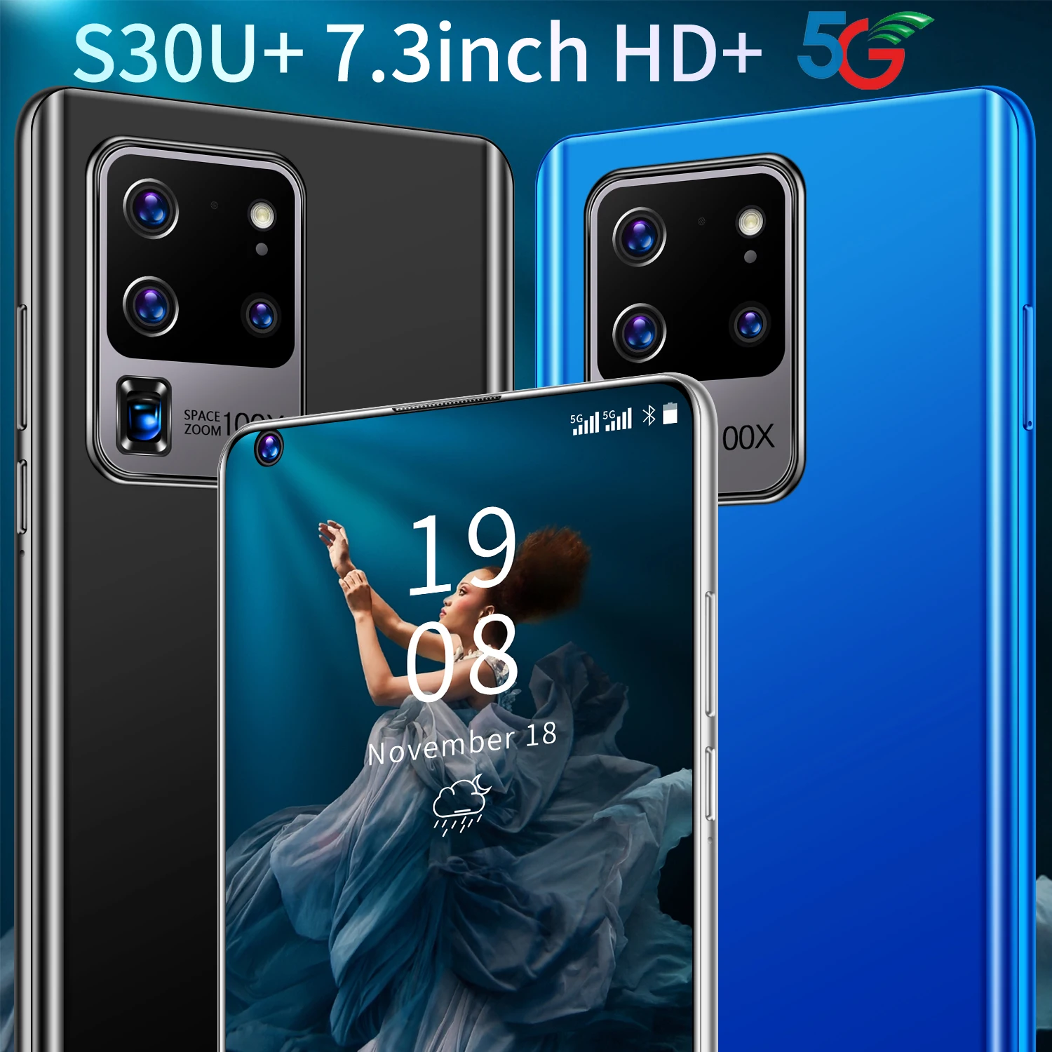 

US President Global Version 2021 Galxy S30U+ HD Smartphone 7.3 Inch 8GB + 512GB Andriod 11 10-core 5600mAh Face Unlock 5G Phone