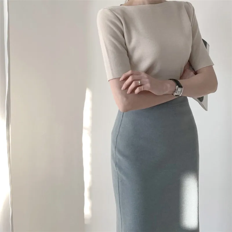 

Limiguyue Office Ladies Skirts Women Sexy Solid Zipper Mermaid Bodycon Midi Skirt Vintage Casual High Waist Jupe Bottoms K368
