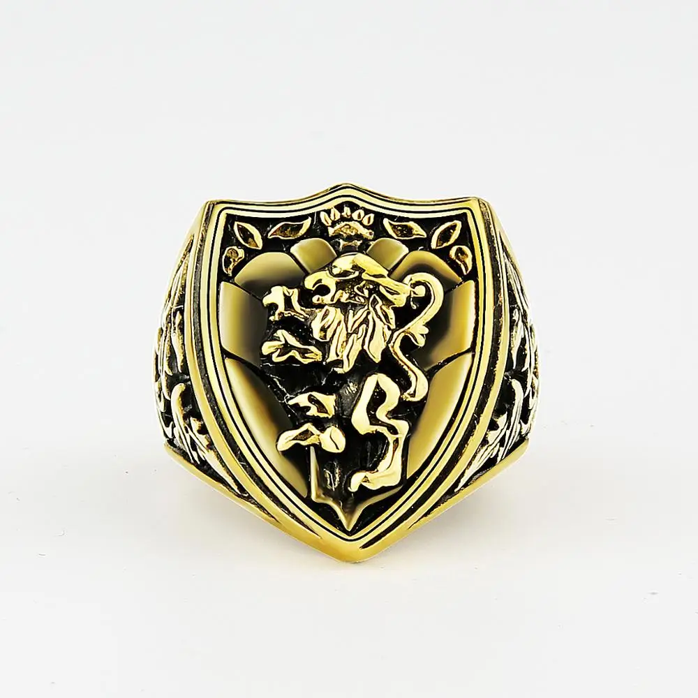 Винтажное кольцо Valily золотого цвета с изображением Льва уникальное Королевского