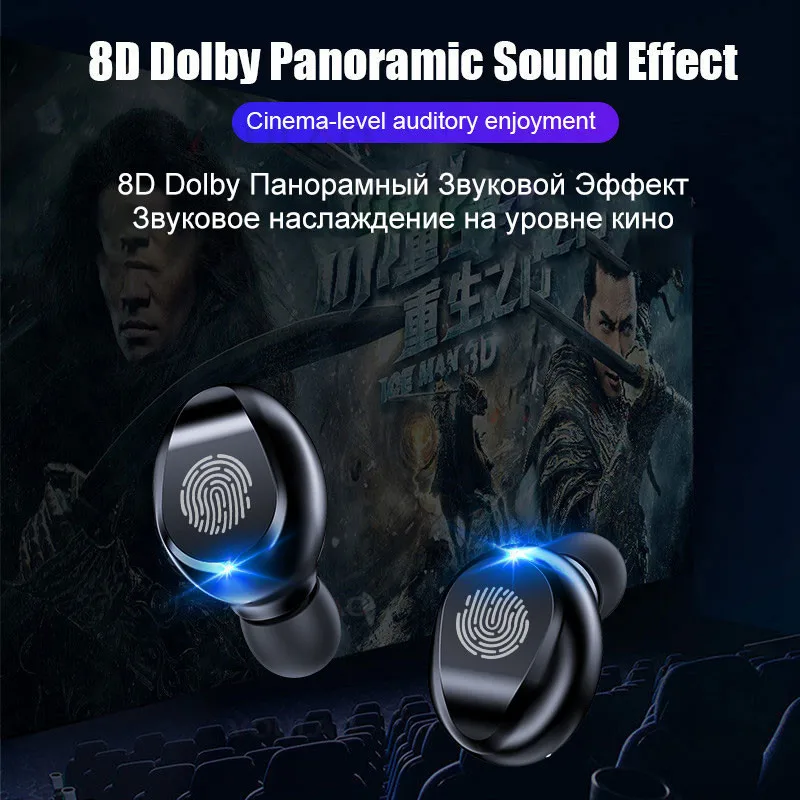 VOULAO, Bluetooth 5,0, наушники, 8D, стерео, беспроводные наушники, спортивные, водонепроницаемые, свободные руки, наушники, гарнитура с 2000 мАч, внешний аккумулятор