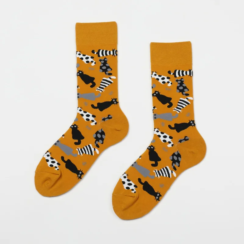 

1 Pair Autumn Winter Cotton Socks Streetwear Fashion Kitten Socks Korean Elastic Women Socks Breathable Mid-calf Length Socks
