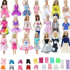 Комплект из 15 предметов = 5 блузок, брюк, платья, юбки, туфли на высоком каблуке 10 разных стилей, Одежда для кукол Барби, аксессуары