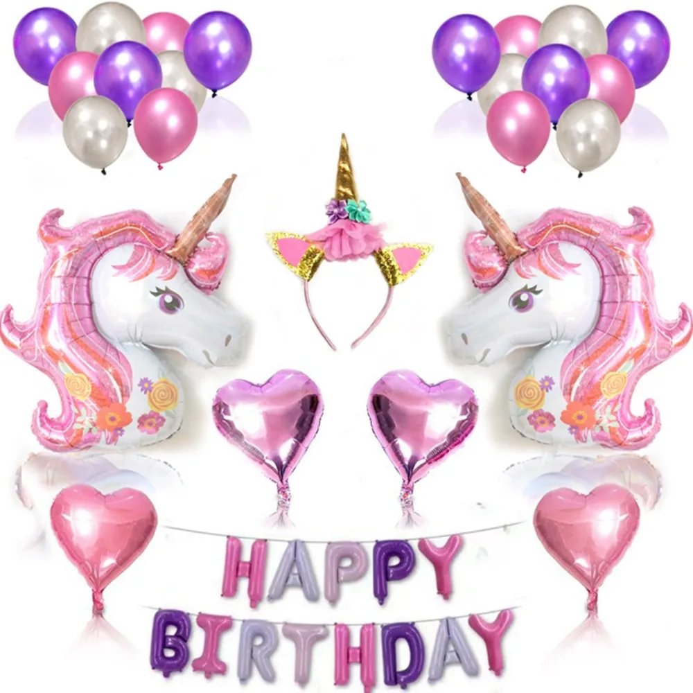 Единорог праздничные украшения: воздушные шары шар День рождения Baby Shower неоновые