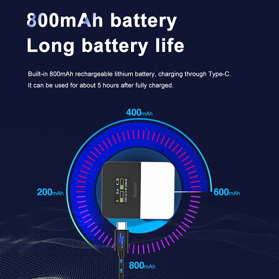 Беспроводной петличный микрофон MAMEN Mini UHF с аккумулятором 800 мАч 50 м пикап для