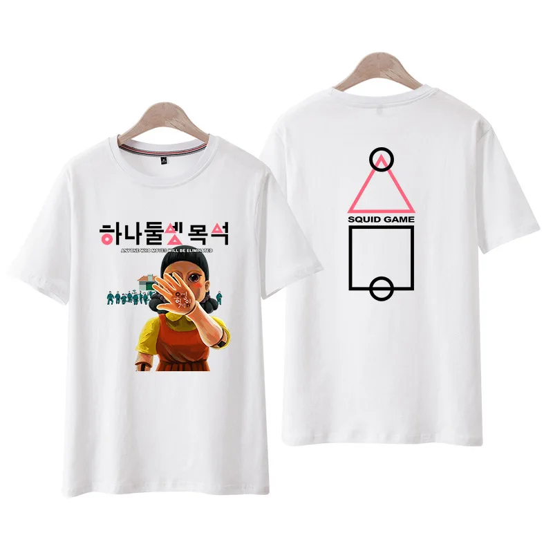 

2021 New Arrival Squid Game T Shirt Summer Fashion Harajuku Cotton & Polyester Short Sleeved Print Tee Couples Clothes