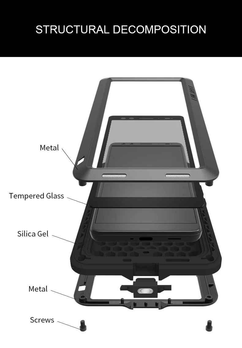 For HTC U12 Plus Cases Love Mei Anti-knocked Rugged Metal Aluminum Waterproof Case with Gorilla Glass Cover U12+ | Мобильные