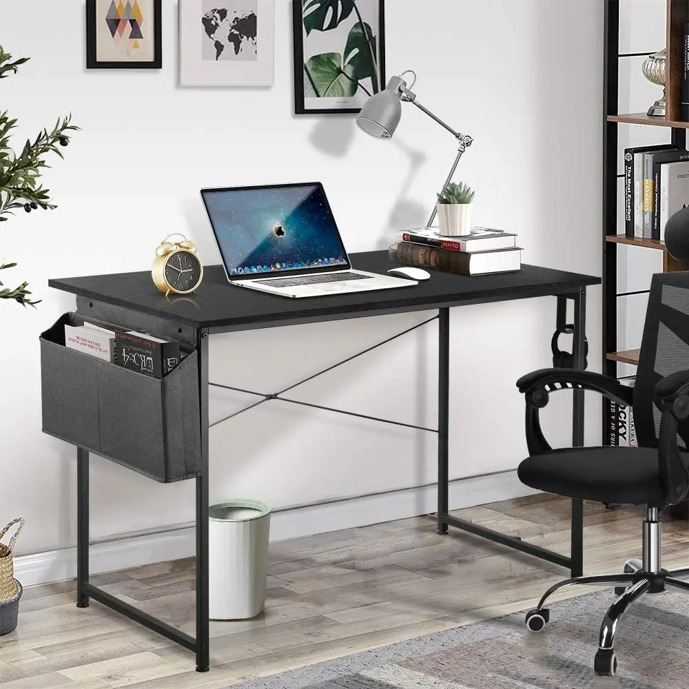 

43 inch Computer Laptop Desk Modern Computer Table with Storage Bag & Iron Hook Writing Study Desk for Home Office Living Room