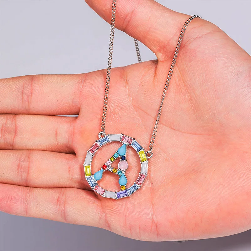 Распродажа новинка 2019 женское ожерелье с цветными кристаллами и 26 буквами модная