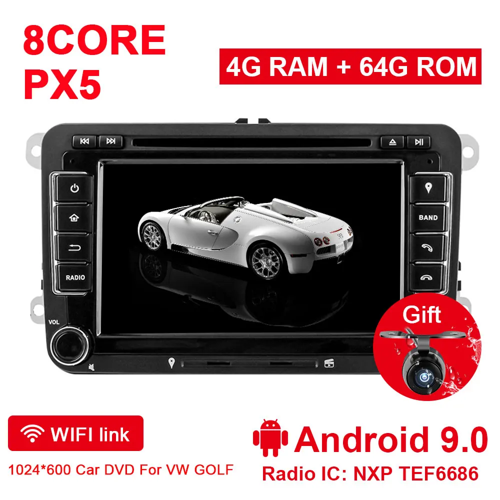 Eunavi tda7851 Android 9 dvd-плеер автомобиля аудио радио gps навигация для VW GOLF 6 Polo Bora JETTA B6 PASSAT Tiguan SKODA OCTAVIA - Цвет: Android 9.0 4G 64G
