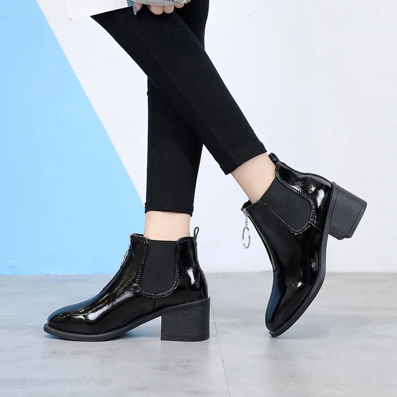 Lucyever/Брендовые женские ботинки из искусственной кожи Сезон весна осень Модные