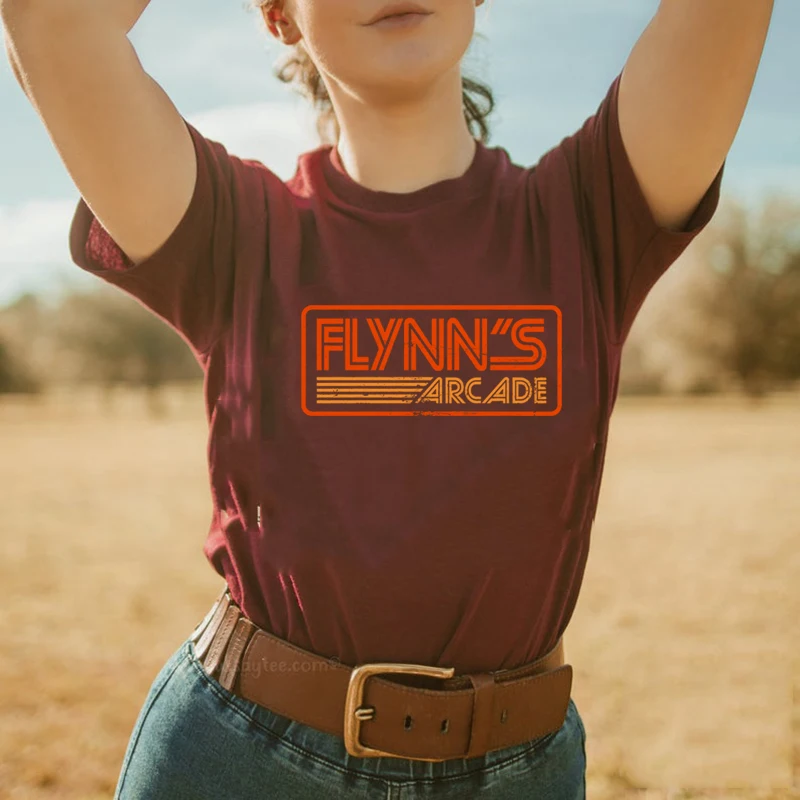 Аркадная рубашка Флинна крутая Ретро Винтажная футболка с графическим рисунком