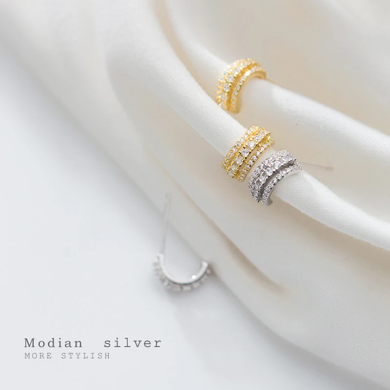 Modian новый 925 стерлингового серебра сверкающие Циркон алфавит C серьги гвоздики