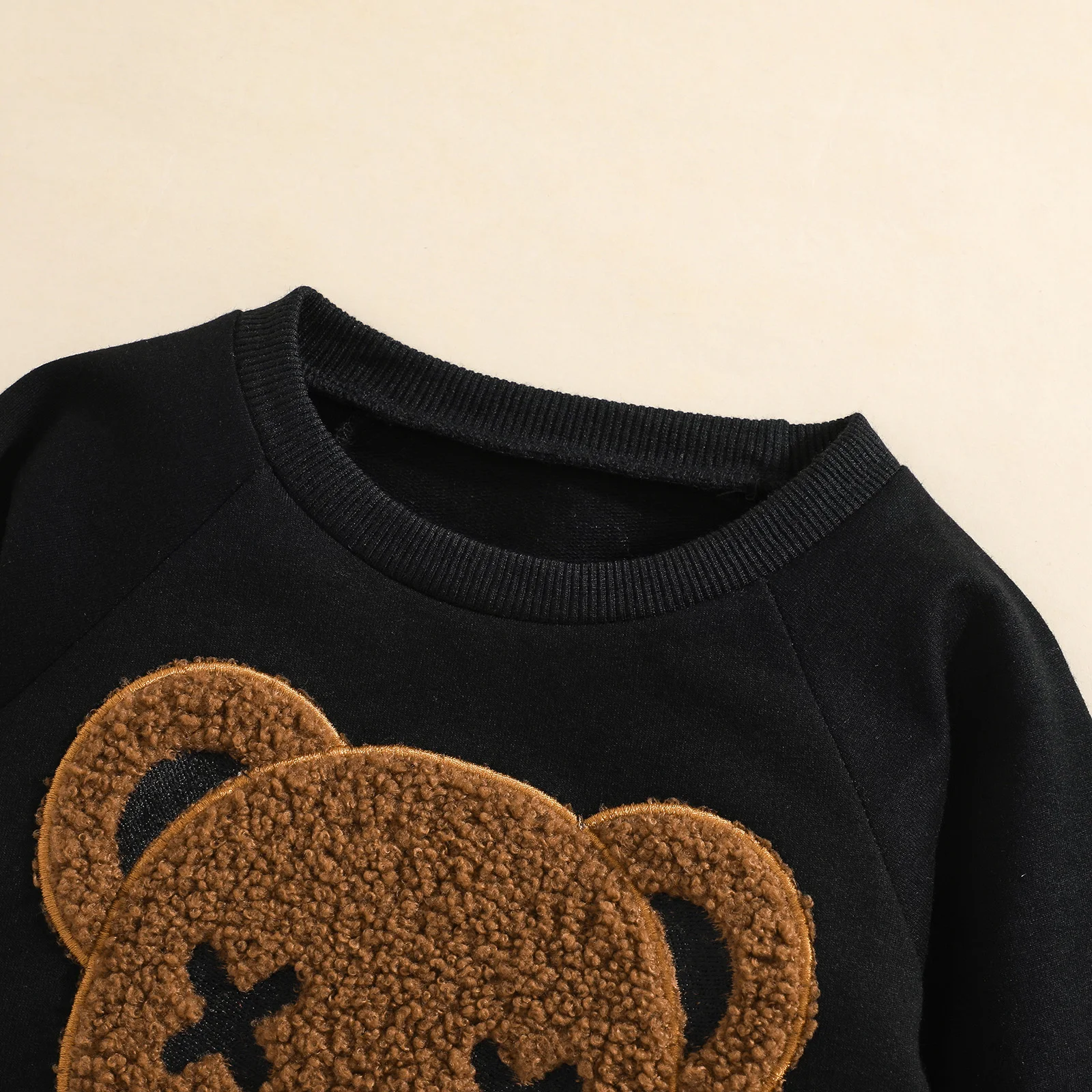pudcoco Children's Sweater Cute Bear Embroidery Design Long-sleeved Round Neck Warm Breathable Tops 0-4T |