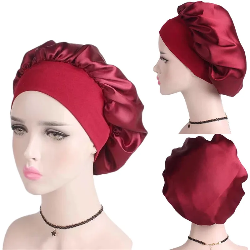 

Women's Sleeping Cap Newly Women's Satin Solid Sleeping Hat Night Sleep Cap Hair Care Bonnet Nightcap for Women Men Unisex