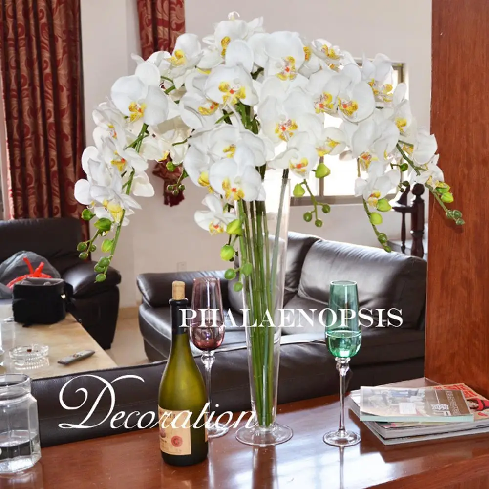 9 белый искусственный цветок фаленопсиса декоративные орхидеи из латекса с