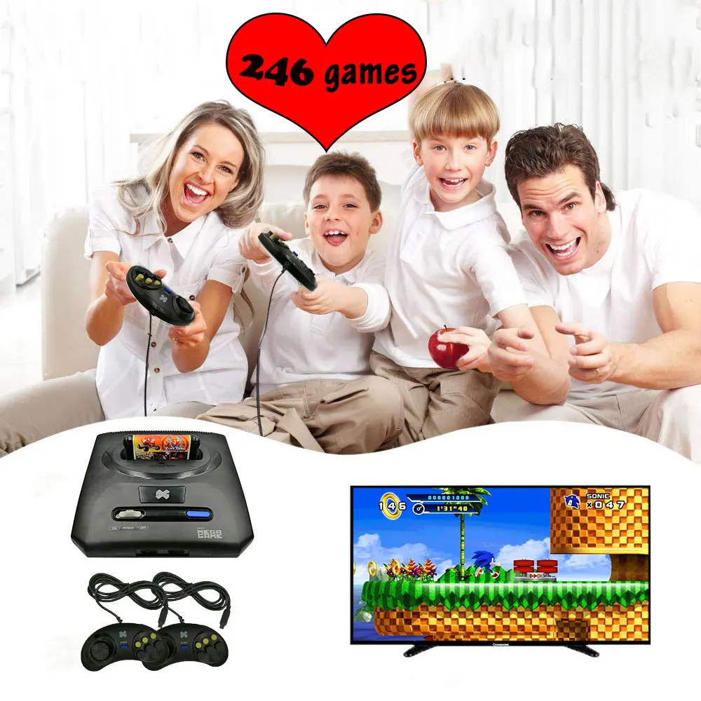 Мини ТВ игровая консоль Ретро 16 бит для SEGA плеера видео игры Встроенный 246
