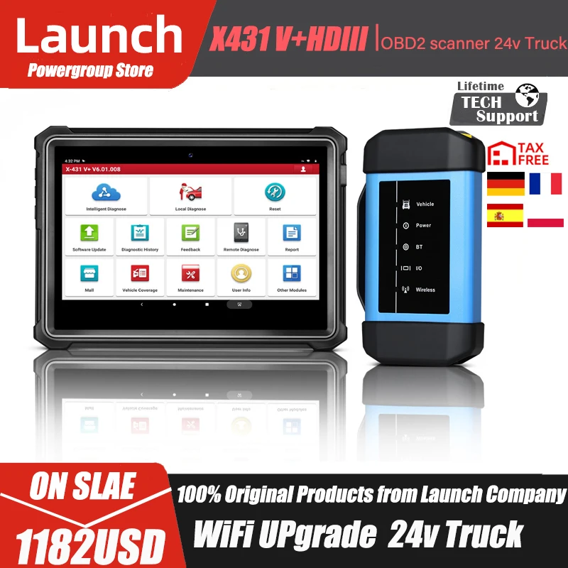 Диагностический сканер Launch X431 V Plus HDIII диагностический 24 В для грузовиков с Wi Fi/BT