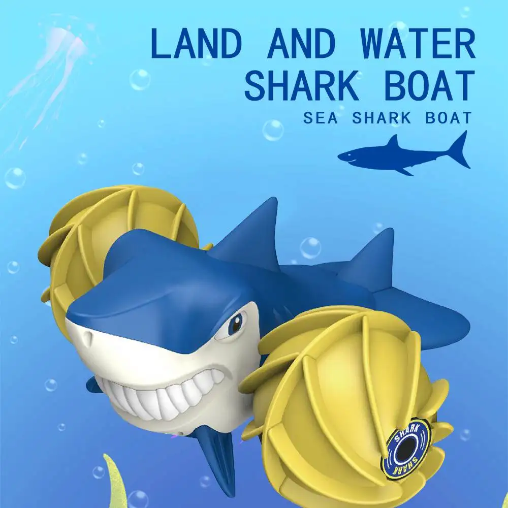 1/16 2 4G Водонепроницаемая радиоуправляемая лодка с акулой и морем