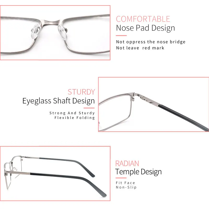 

LUCIDIE 2020 Fashion Retro Men Eyewear Frame Anti Blue Ray Glasses Computer Glasses Metal Eyeglasses Frame Square Myopia Glasses