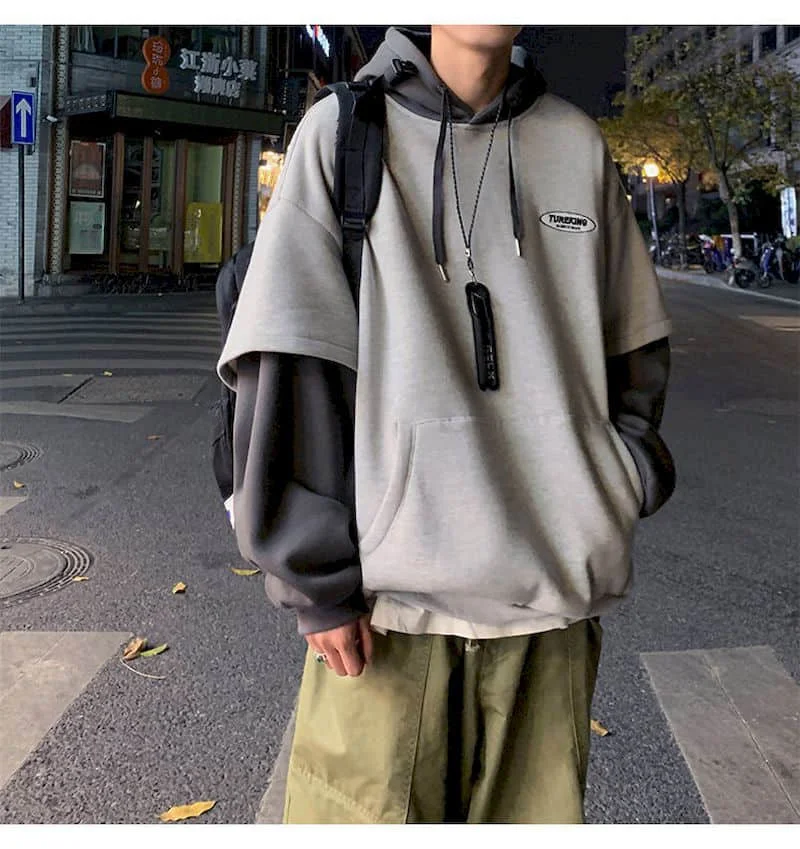 

Hoodies Women Sweatshirt Couple Autumn/winter Fake Two-piece Hooded Pullover Student Korean Style Loose Top Velvet Thick Jacket
