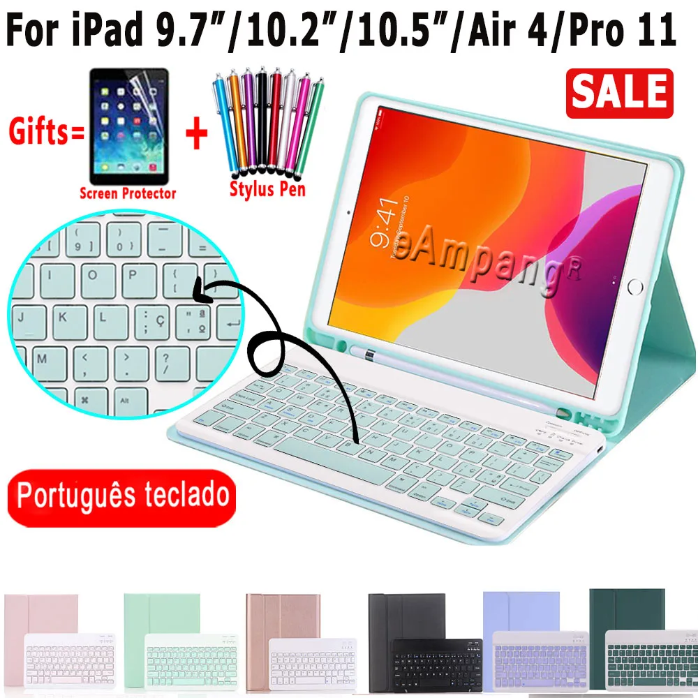 Чехол с португальской клавиатурой для iPad Mini 4 5 2019 9 7 2017 2018 5th 6th Air 4th 3 3rd Pro 10 11 2020 2 7th