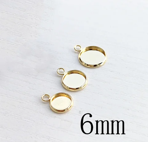 6mm gold Basehome 20 штук Нержавеющая сталь Настройки Подвесные кабошоны базовые рамка Лотки пустой подходит 6/8/10/12/14/16/18/20 мм кабошоны Камея "сделай сам" - Цвет: 6mm gold