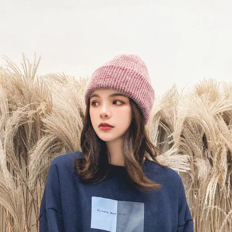 Зимняя Теплая Шапка-бини в виде кролика женская шапка вязаная женские шапки для