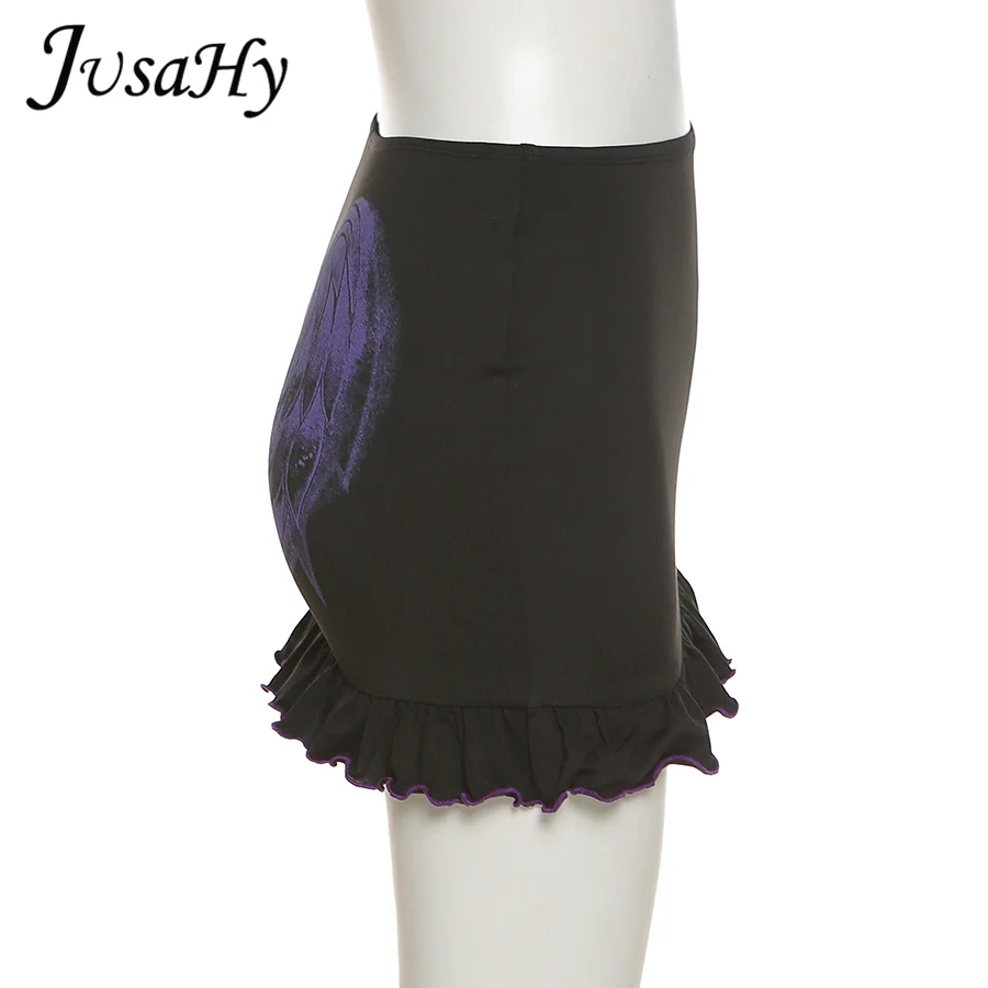 

JusaHy Fairy Grunge Sexy Mini A-Line Skirt For Women Summer 2021 Wings Print Casual Skinny Demon Slayer Skirt Hot Deals Female