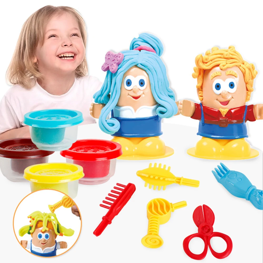 

Children Pretend Toy Creative 3D Hair Stylist Model Plasticine Toy Kit Kids DIY Colorful Clay Hairdressing Craft Educational Toy