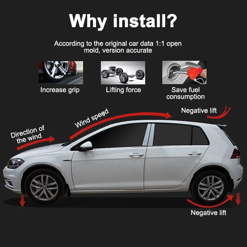Оконный боковой спойлер крыло 1 пара DIY прочный карбоновый задний для VW GOLF 7 MK7 GTD R